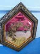 A Late Victorian Six Sided Mirror, label to verso reads 