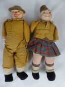 Two war time Belgian rag dolls, 