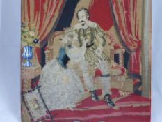 A 19th Century Wool and Beadwork Tapestry, approx 21 x 25