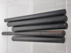 Four Victorian Ebonised Rolling Rulers of varying lengths, including 38.5, 31.5, 36 and 30 cms.