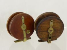 A Vintage Brass and Wooden Fly Salmon Reel.