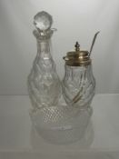 Solid Silver Topped Mustard, Sheffield hallmark, m.m I.W together with silver spoon Edinburgh