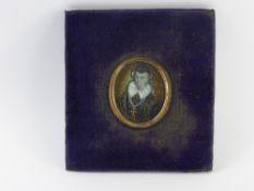 A Portrait Miniature on Ivory, depicting Marie Stuart (Queen of Scots), label to verso reads: 