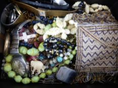 Miscellaneous Costume Jewellery, including necklaces, earrings, vintage beaded purse, ivory