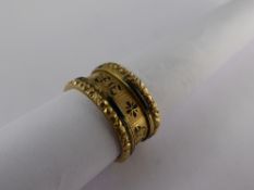 A Georgian 18 ct Gold and Black Enamel Mourning Ring, the outer band inscribed 