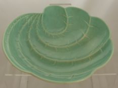 A Large Stylised Leaf Shaped Dish, marked verso 