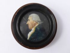 Josefa Sabatier Late 18th Century Miniature Portrait, a watercolour on velum depicting a gentleman