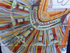 Two Lady's Hermes Silk Scarves, the first a black 