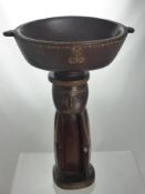 An Antique South Seas Hardwood Carving of a Monkey, depicted seated on its haunches, having