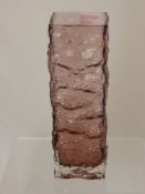 A Whitefriars Style Glass Vase, Bark Finish, approx 30 cms.