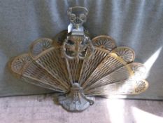 A Vintage Brass Fireside Stand, approx 71 cms high x 94 cms wide.