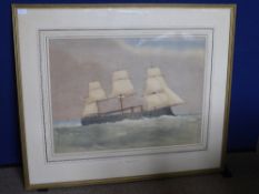 Circa 19th Century English School original water colour on paper entitled H.M.S. 