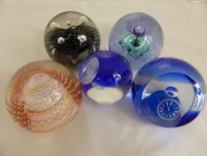 Five Caithness Glass Paper Weights, entitled 