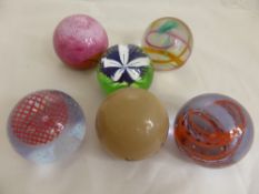 Six Caithness Glass Paper Weghts, entitled 