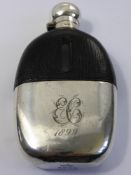 A Victorian Silver plated Hip Flask, the flask engraved 1899 and initialed EC.