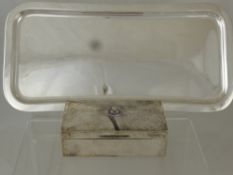 A Silver Plate Hammered Cigarette Box,  the cedar lined box with an enamel badge which reads 