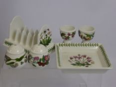 A Quantity of Port Merion Porcelain, including five scallop dishes, square dish, toast rack, salt