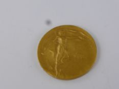 An Art Nouveau 9 ct Gold Presentation Medallion, the medallion reads 