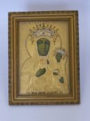 A Gold Painted Icon style depicting the Madonna and Child, label to verso reads ARS Christiania