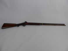 An Antique 14 Bore Back Action Single Barrel Percussion Shot Gun, Birmingham made, re-browned
