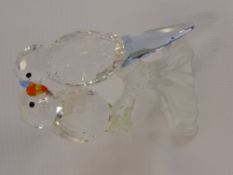 A Pair of Swarovski Glass Budgerigars.