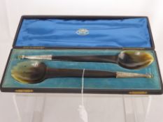 A Pair of Scottish Bone and Silver Salad Servers, Edinburgh hallmark, circa 1899/1900 in the