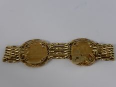 A 9 ct Gold Hallmark Bracelet, containing two Victorian sovereigns dd 1885 and 1878, total