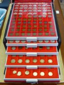 A Six Drawer Collectors Case, containing predominantly German silver coins including five silver