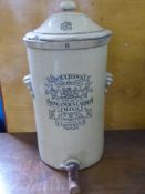 A Large Cream Doulton New Patent Manganous Carbon Filter, Lambeth, London. Three gallon, complete