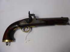 A Reproduction Percussion Holster Pistol Tower 1858, barrel length 19 cms.