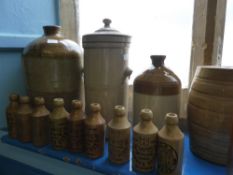 A Quantity of Ceramic Ginger Beer Bottles, and other ware including Lewis of Ross, Octocan, R & H