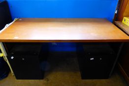 A Contemporary Desk, with black integral lockable filing drawers.