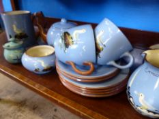 A Quantity of Dartmouth Ware, including bachelor tea pot, three miniature jugs, sugar bowl, mug, two