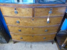 A Mahogany Veneer Chest of Drawers, with two short and three graduated long drawers, on bracket