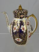 A Crown Derby Imari Pattern Coffee Pot, nr 2457, approx 29 cms