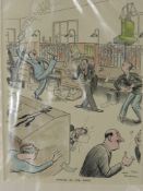 After H.M. Bateman Cartoon Prints entitled, 'Spring in the Bank' dd 1930, 'The Round Trip' dd