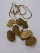 Two Pairs of Gentleman's 9 ct Gold Cuff Links, together with a fine 9 ct gold box chain approx wt