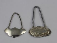 A Solid Silver Whisky Label, Birmingham hallmark 1839, mm George Unite (base metal chain) together