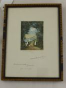 A Miniature Coloured Engraving entitled 