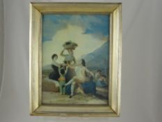 A 19th Century English School Fine Oil on Canvas, depicting a Lady and Gentleman sharing fruit,