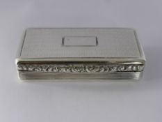 A Silver Snuff Box, Birmingham 1840 mm William Simpson, engine turned cover and side with foliate