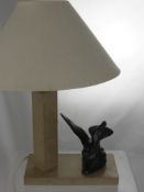 A Waterford Crystal Table Lamp having three droplets and hobnail cut circular base, approx 28 cms