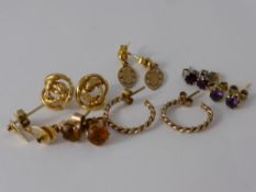 A Collection of Miscellaneous Lady's Ear Studs, including 18 ct white gold garnet, 9 ct topaz,