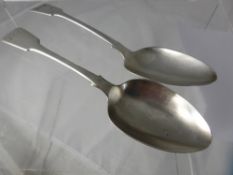 Two Solid Silver London Hallmark Serving Spoons, George IV dd 1822 mm I.W.