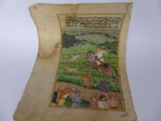 Two Early 20th Century Indian Paintings, depicting a Sultan resting on a canopied dais bed and a