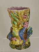 A Majolica Hen, Cockerel/Rooster & Wheat Pitcher, Victorian, circa 1880. The pitcher features a