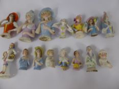 A Miscellaneous Collection of Antique Porcelain Pin Cushion Figures, 18th Century, in Victorian