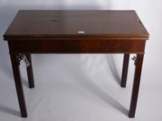 A Mahogany Veneer Card Table, with green baize top.