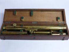 A Brass Library Telescope, in fitted mahogany case.