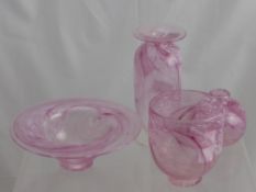 Martin Yeates, Four Pieces of Pink Studio Glass.